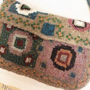 bisou vintage used baguette bag beaded silver shoulder mini boho fendi reference